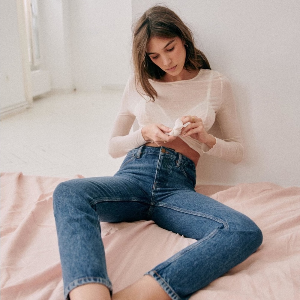 Sezane Brut Sexy Tall- women’s 30- Organic Cotton Denim Blue Jeans